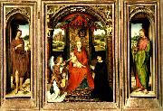 Hans Memling madonnan med barnet tronande med angel och donator oil